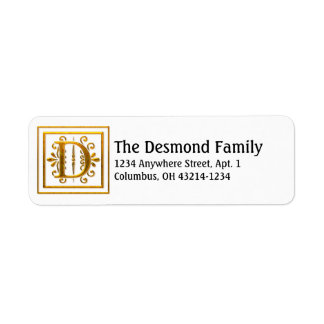 Monogram Golden Letter D Elegante Address Labels