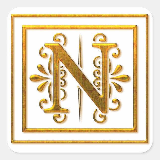 Monogram Golden N Elegant Stickers (Vorderseite)