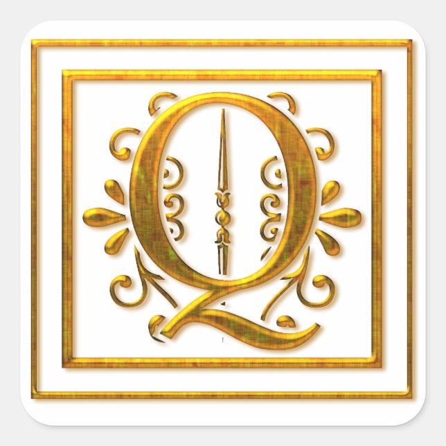 Monogram Golden Q Elegant Stickers (Vorderseite)
