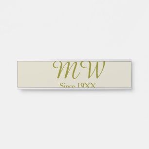 Monogram golden seit 19XX Jahr Haferflocken Hochze Türschild