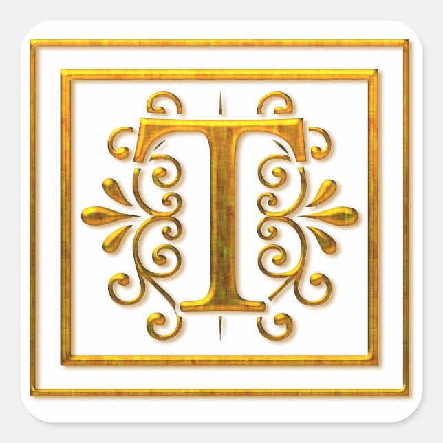 Monogram Golden T Elegant Stickers (Vorderseite)
