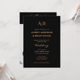 Monogram Golden Typografy Foto Wedding Einladung