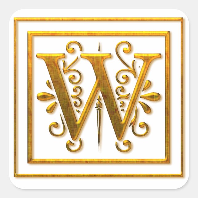 Monogram Golden W Elegant Stickers (Vorderseite)