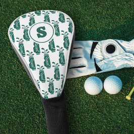 Monogram Golf Bag Pattern Modern Preppy Green Headcover