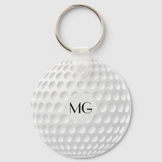 Monogram Golf Ball Round Schlüsselanhänger (Vorderseite)