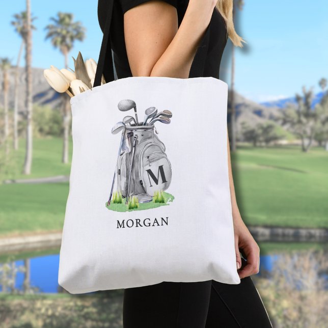 Monogram Golf - personalisierter Anfangsname Tasche (Personalized Initial Name Monogram Golf Tote Bag)