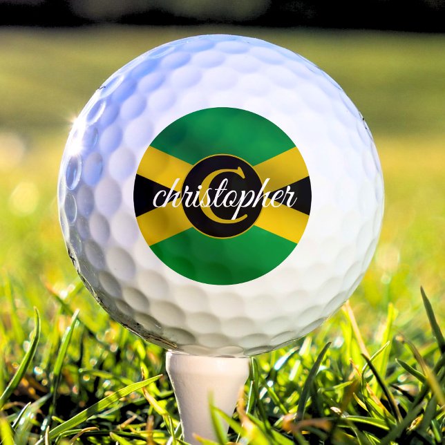 Monogram Golfball (Jamaica Jamaica flag monogram golf ball)