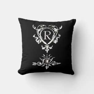 Monogram Gothic Heart and Arrow Motif Kissen