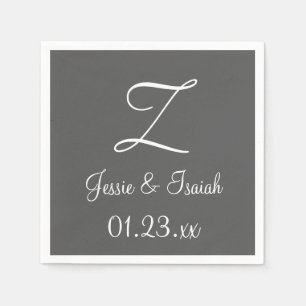 Monogram Granite Gray Simple Colorful Paper Napkin Serviette