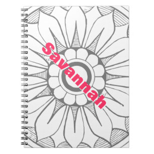 Monogram Grau-Rosa Modernes Medallion-Muster Notizblock