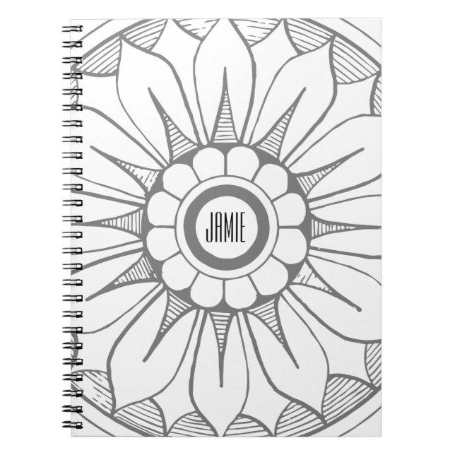 Monogram Grau-Rosa Modernes Medallion-Muster Notizblock (Vorderseite)
