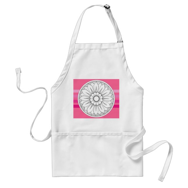 Monogram Grau-Rosa Modernes Medallion-Muster Schürze (Vorne)
