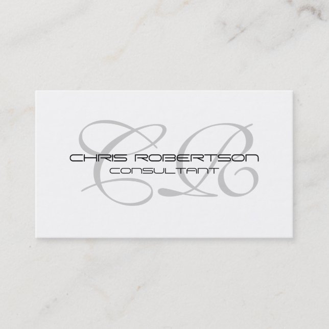 Monogram Grau White Attractive Business Card Visitenkarte (Vorderseite)