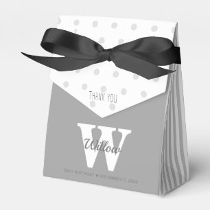 Monogram graue Polka Dots Stripes Favor Box Geschenkschachtel