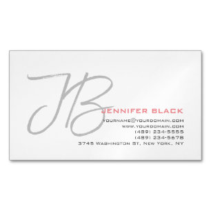 Monogram Graue Schlichte Kalligraphieschrift Magnetische Visitenkarte