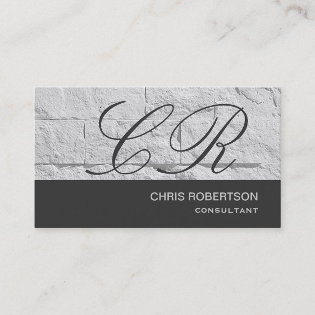 Monogram Graue Wall Brick Design Business Card Visitenkarte (Vorderseite)