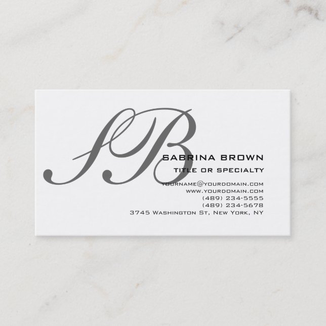 Monogram Graue White Consultant-Visitenkarte Visitenkarte (Vorderseite)