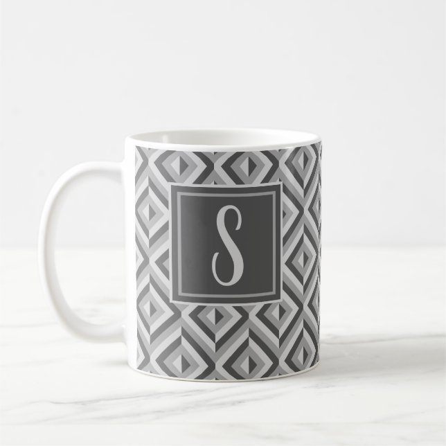 Monogram Graues Dreikantmuster Kaffeetasse (Links)