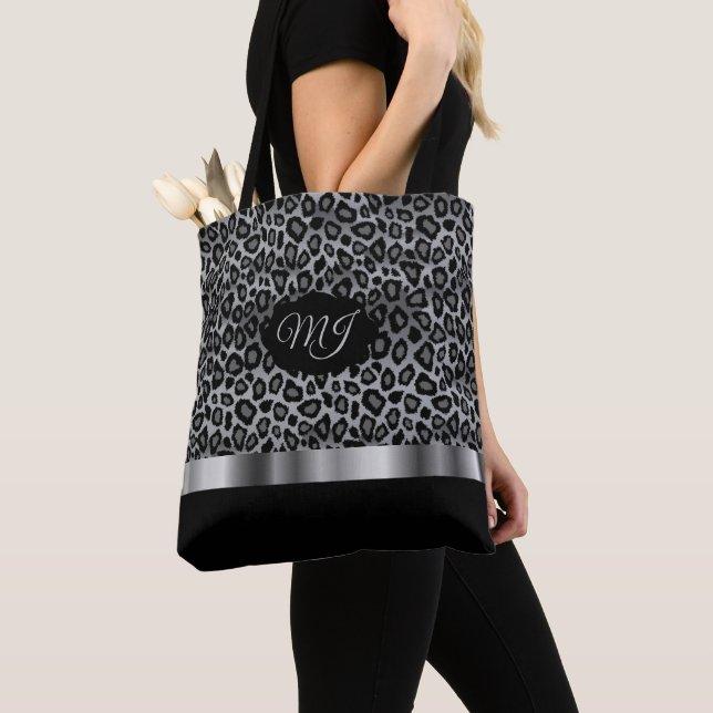 Monogram Graues Leopard Muster Tasche (Von Nahem)