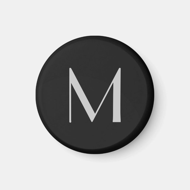 Monogram Gray Black Modern Fügen Sie Ihren Namen z Magnet (Vorne)