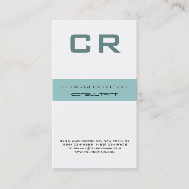 Monogram Gray Blue White Attractive Business Card Visitenkarte (Vorderseite)