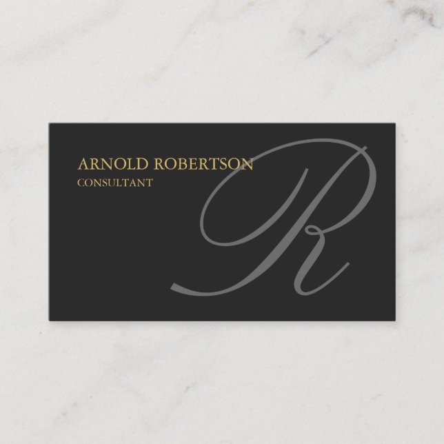 Monogram Gray Gold Consultant Business Card Visitenkarte (Vorderseite)
