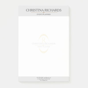 Monogram Gray Modernes Elegantes Business Post-it Klebezettel