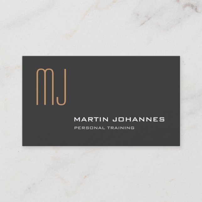 Monogram Gray Personal Trainer Business Card Visitenkarte (Vorderseite)