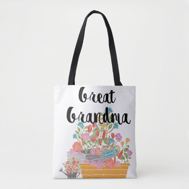 Monogram Great-Oma Flower Garden Design Tasche (Vorderseite)