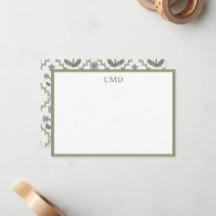 Monogram Green & Blue Floral Stationer Set