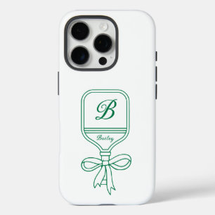 Monogram Green Bow Pickleball Paddle iPhone 16 Pro Hülle