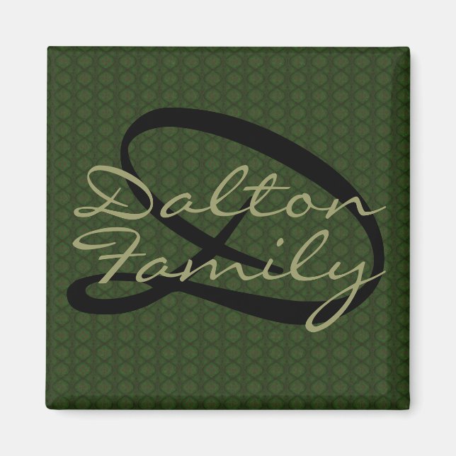 Monogram Green (Family Square Magnet) Magnet (Vorne)