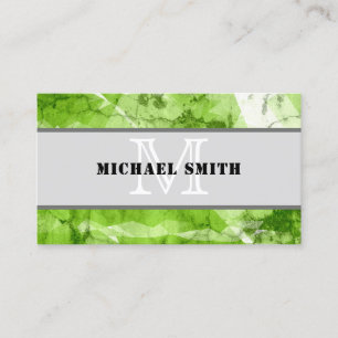 Monogram Green Grunge Background #4 Visitenkarte