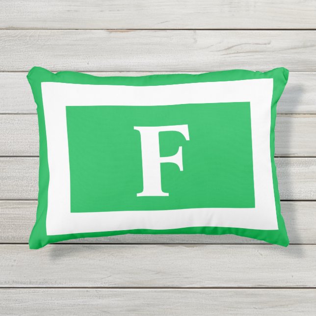 Monogram Green Initial Summer Kissen Für Draußen (Vorderseite)