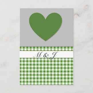 Monogram Green Kariert Heart Wedding RSVP Card Karte