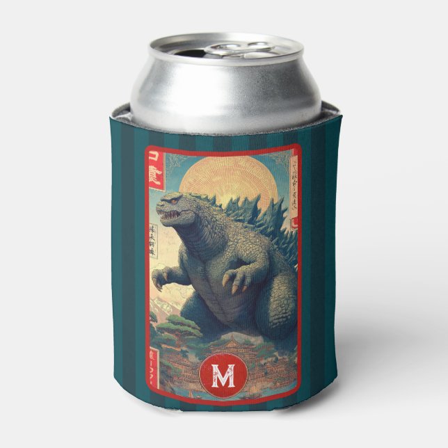 Monogram Green Lizard Monster Cool Retro Bold Fun Dosenkühler (Kanne Vorderseite)