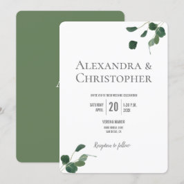 Monogram Green Modern Eucalyptus verlasse botanisc Einladung