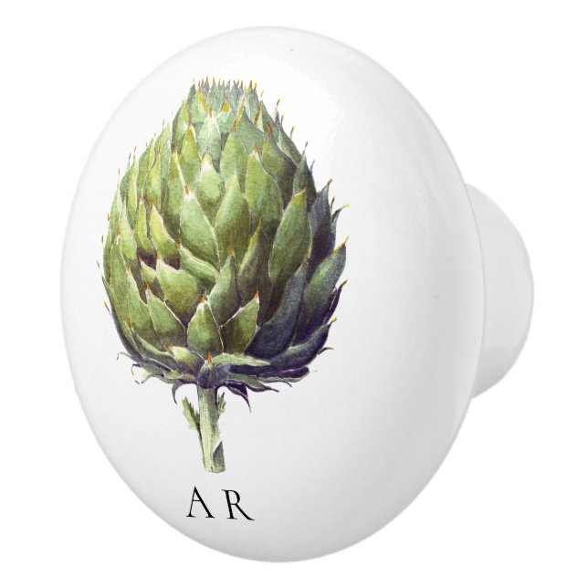 Monogram Green Vintag Style Artichoke Blume Keramikknauf (Rechts)