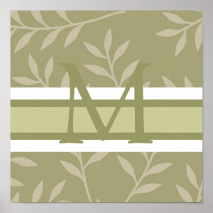 Monogram Green Wall Art Leinwand Poster