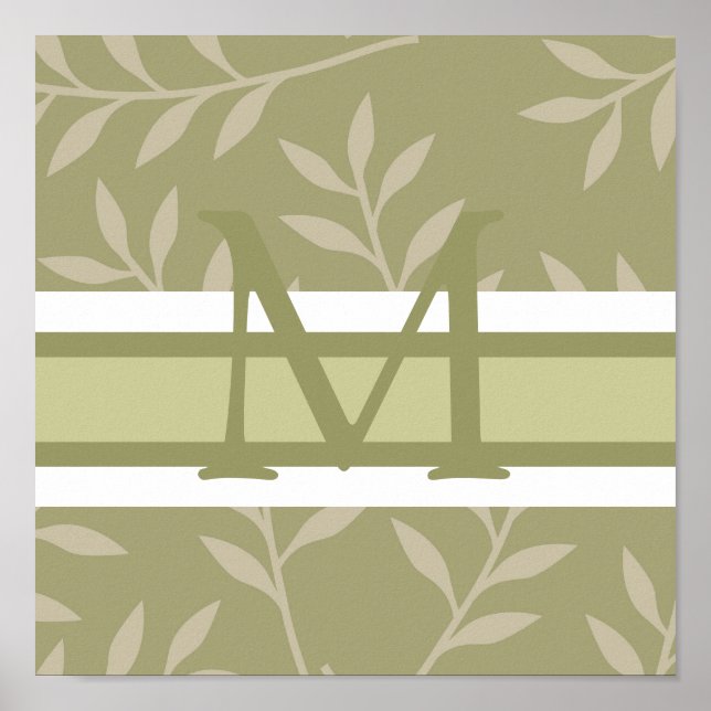 Monogram Green Wall Art Leinwand Poster (Vorne)