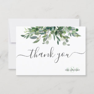 Monogram Greenery Blue Gum Eucalyptus Vielen Dank Dankeskarte