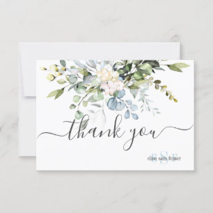 Monogram Greenery Blue Gum Eucalyptus Vielen Dank Dankeskarte