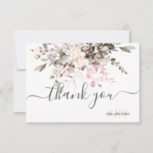 Monogram Greenery Blush Eukalyptus Fall Foliage Dankeskarte