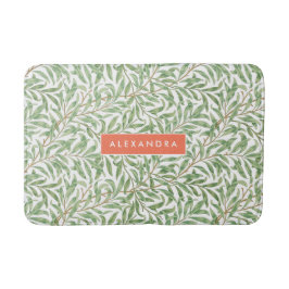 Monogram Greenery Botanical Pattern Green Orange Badematte