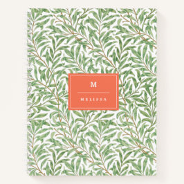 Monogram Greenery Botanical Pattern Green Orange Notizbuch