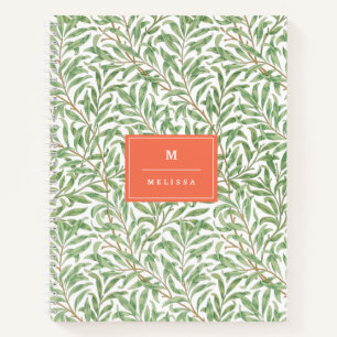 Monogram Greenery Botanical Pattern Green Orange Notizbuch
