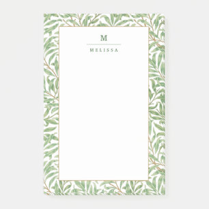 Monogram Greenery Botanical Pattern William Morris Post-it Klebezettel