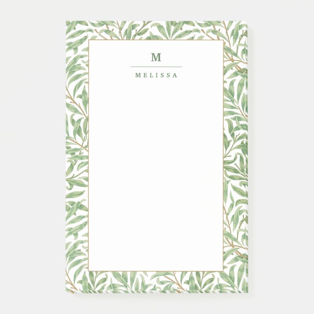 Monogram Greenery Botanical Pattern William Morris Post-it Klebezettel (Vorderseite)