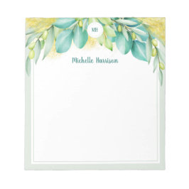 Monogram Greenery Eucalyptus Blätter Olive Notizblock
