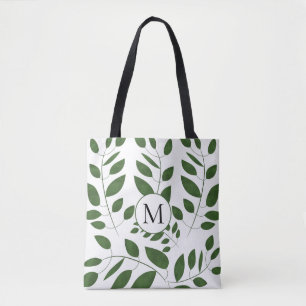 Monogram Greenery Leaf Muster Tasche
